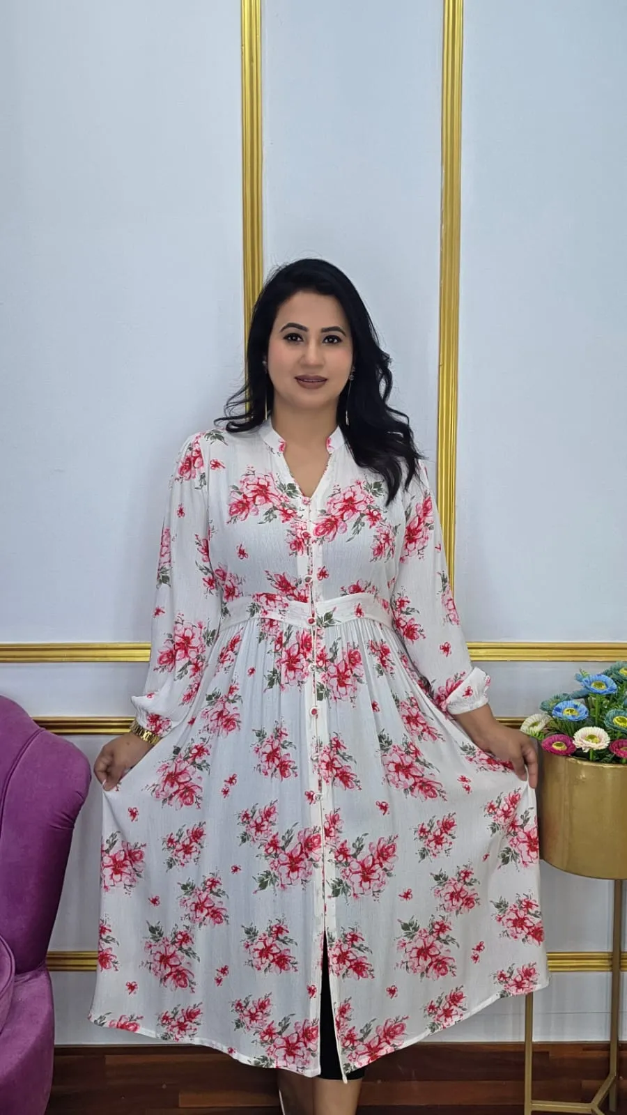 Elegant Switch Cotton Midi Gown for Women