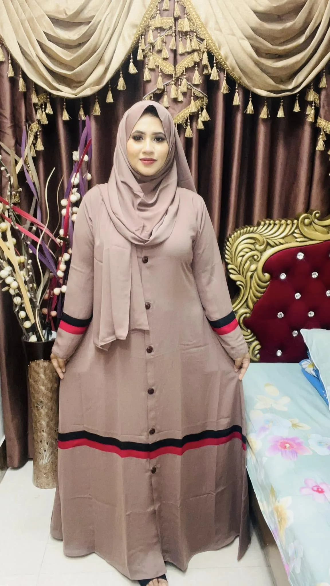 Exclusive Dubai Cherry Abaya Gown | Shopping Zone BD