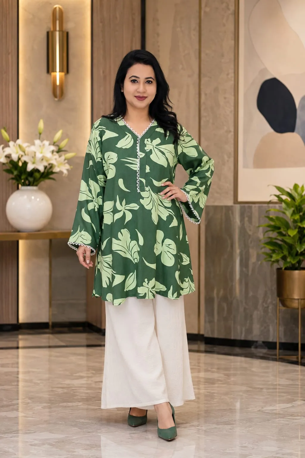 Premium Imported Linen Semi-Long Top for Women