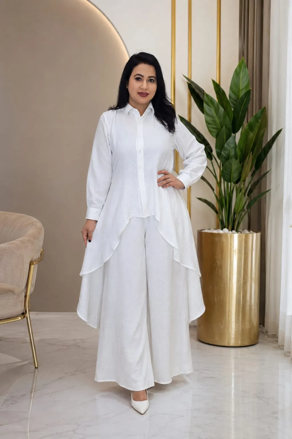 Co-ords Set – Korean Georgette Open Button Design