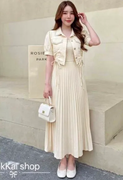 Thai Imported Pleated Shirt Dress