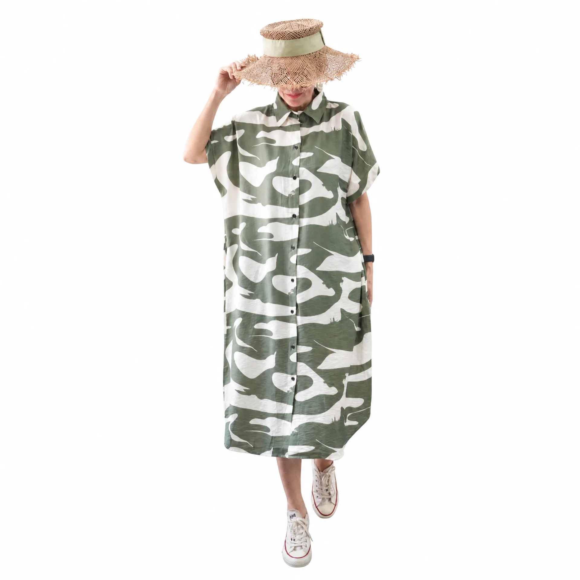 Imported Thai Oversized Shirt Dress | Elegant Long Casual Dress for Women