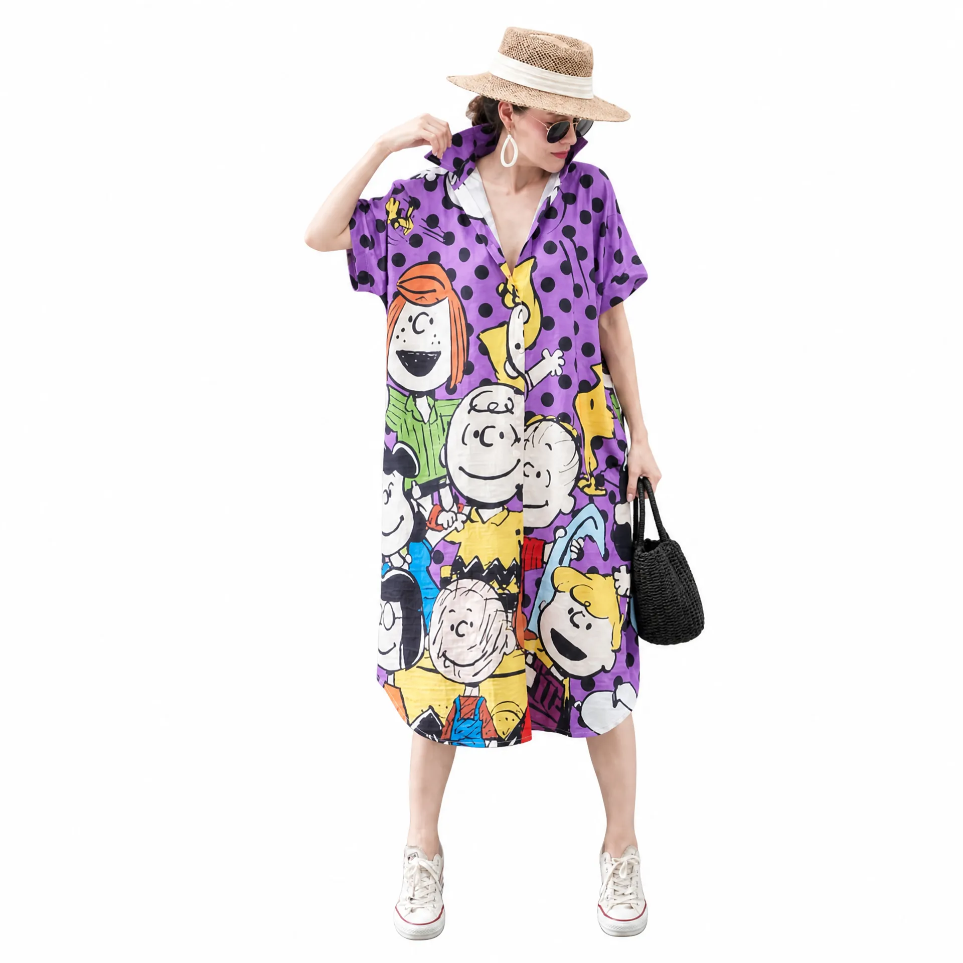 Imported Thai Georgette Oversized Shirt Dress | Trendy Full Button Women’s Long