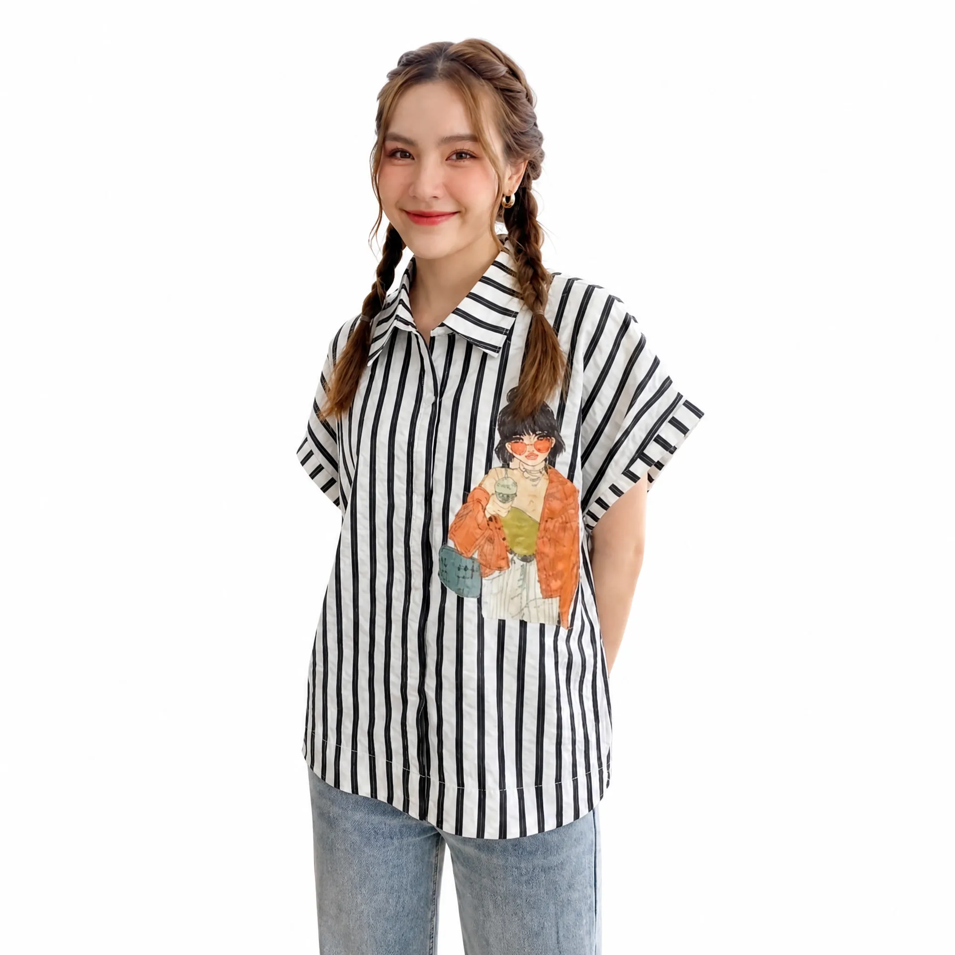 Imported Thai Printed Ladies Shirt | Regular Fit Shirt Collar Women’s Shirt