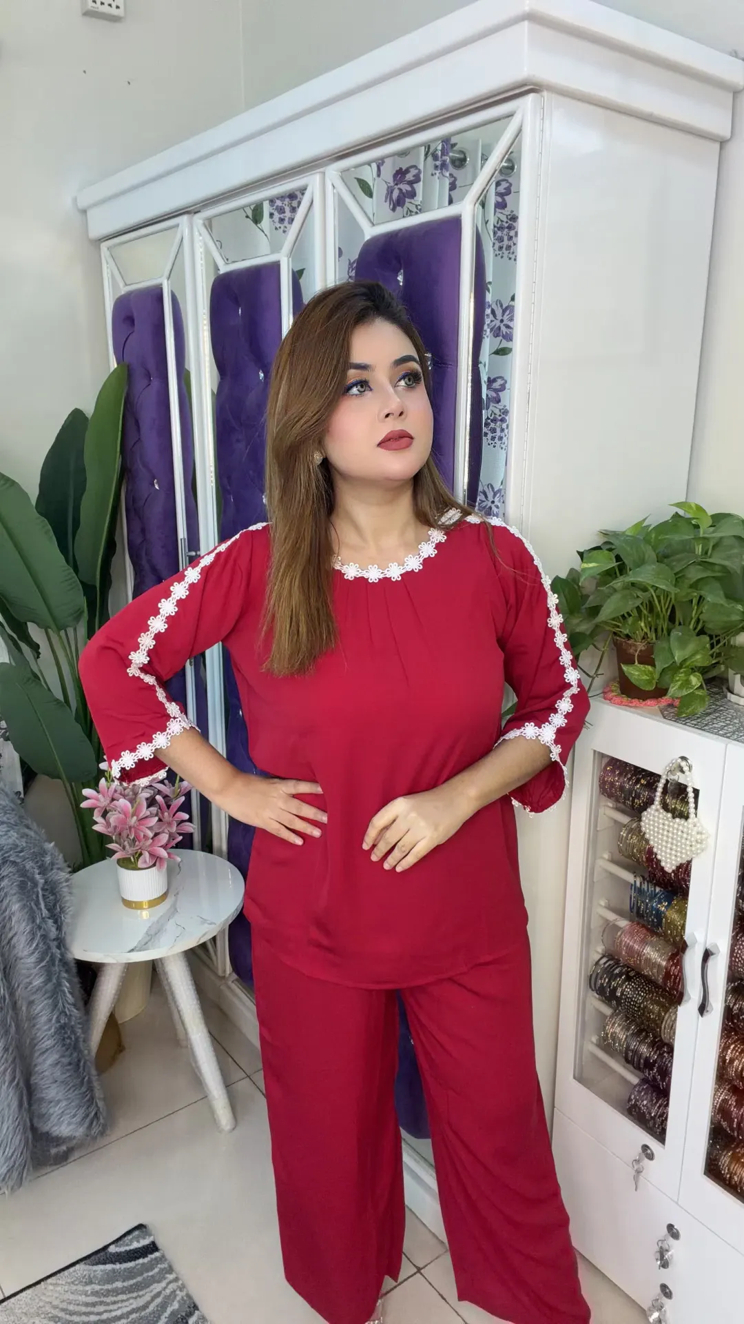 Premium Co-ords Set for Women | Dubai Cherry Fabric Stylish Two-Piece Outfit