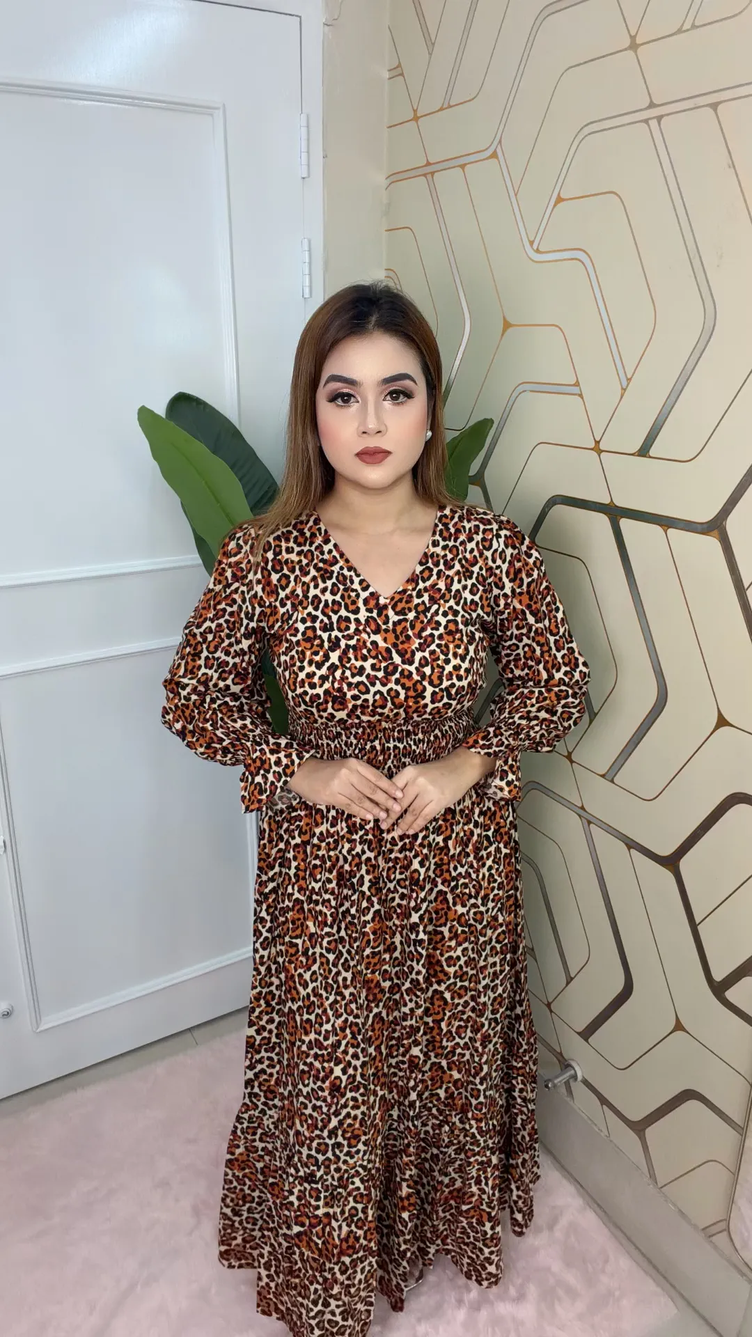 Imported Linen Elegant Long Gown Full Sleeve Women’s Fashion Dress