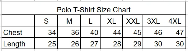Product size chart image
