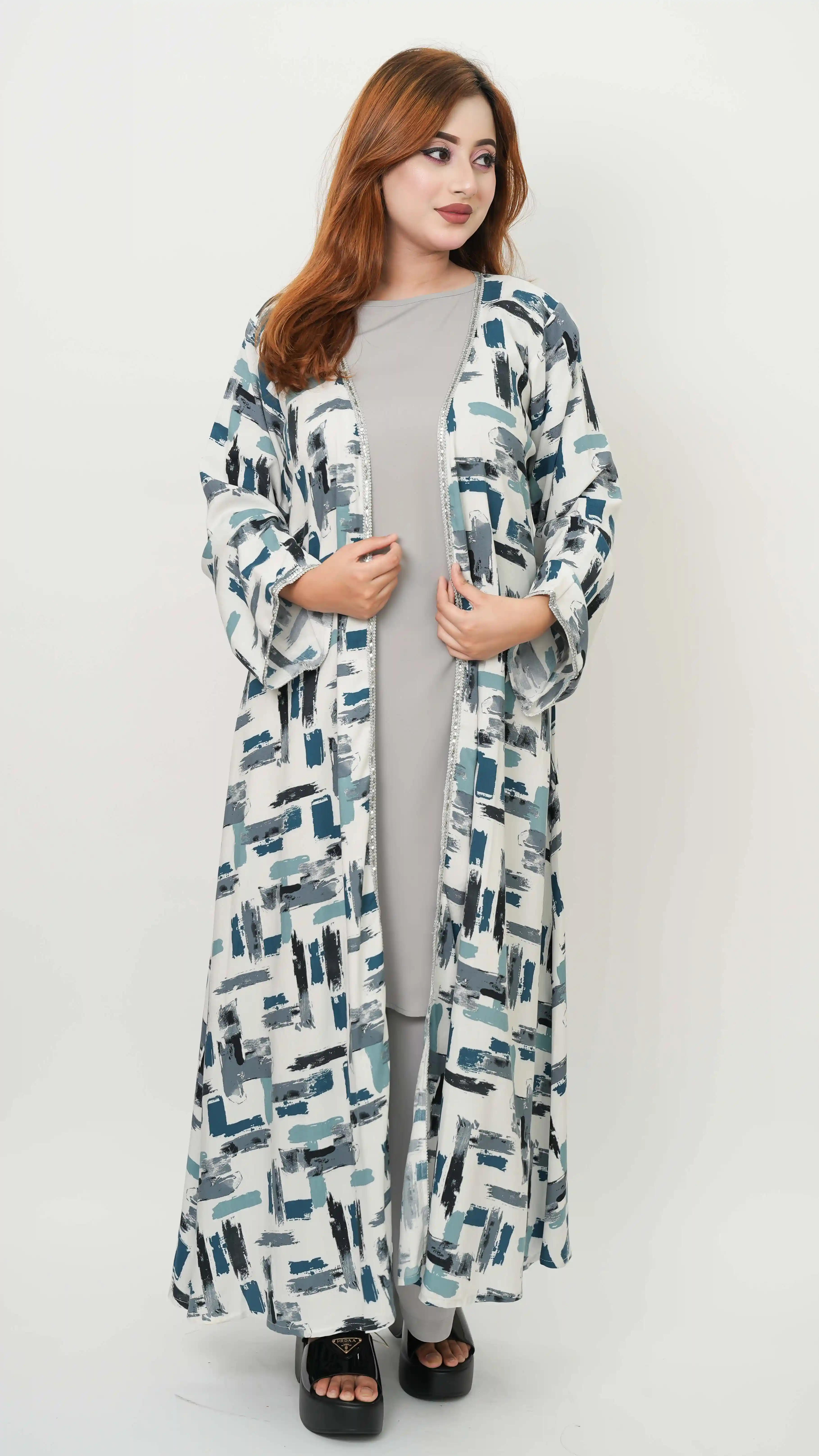 Imported Linen Shrug Gown – Triple Work Cherry Fabric Inner