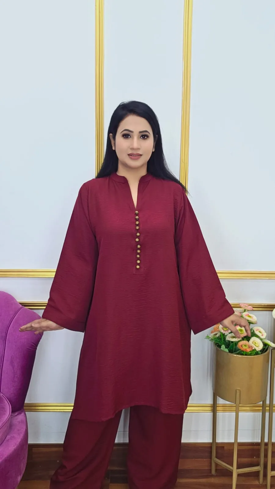 Self Embossed Korean Georgette Co-ords Set for Women
