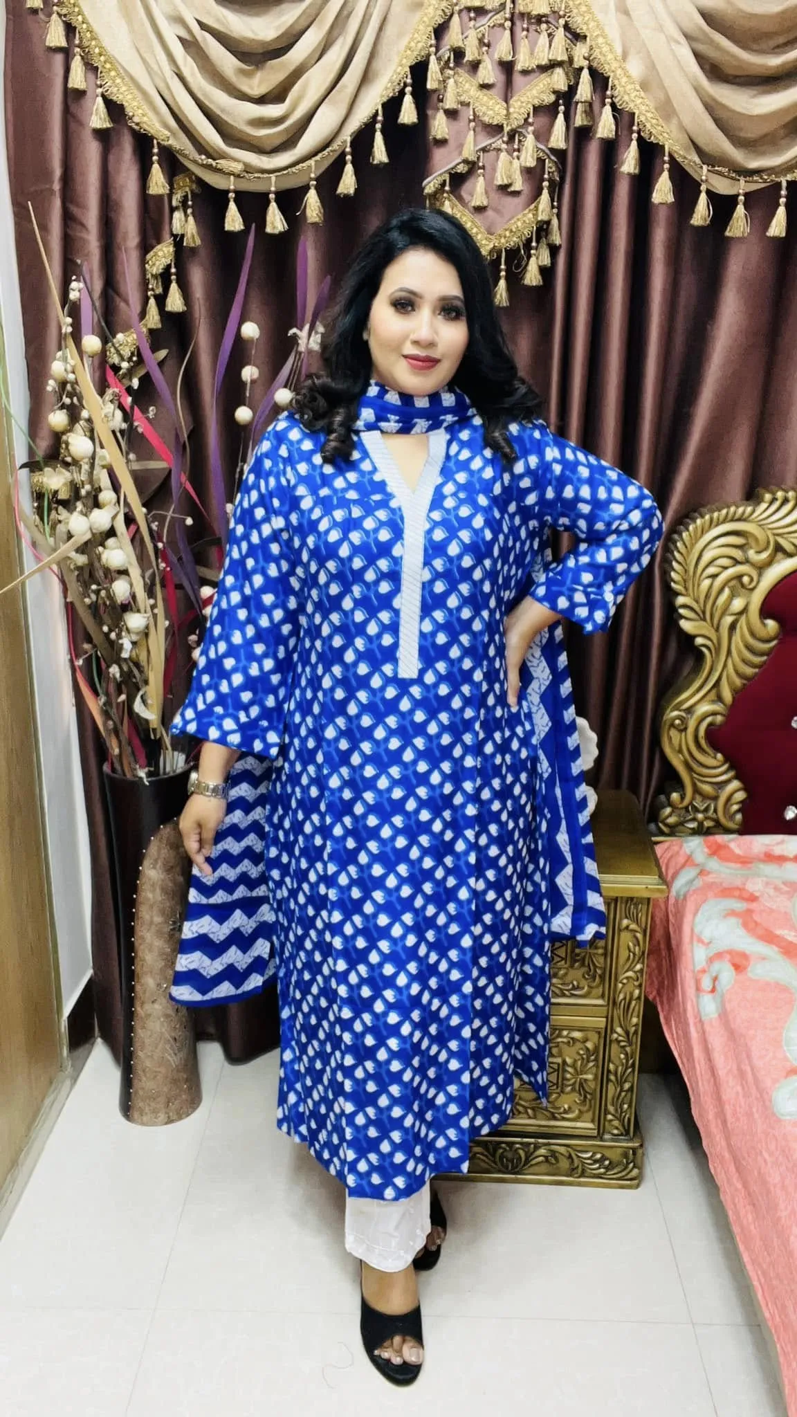 Maslin Cotton Kurti Orna Set for Women Elegant Outfit