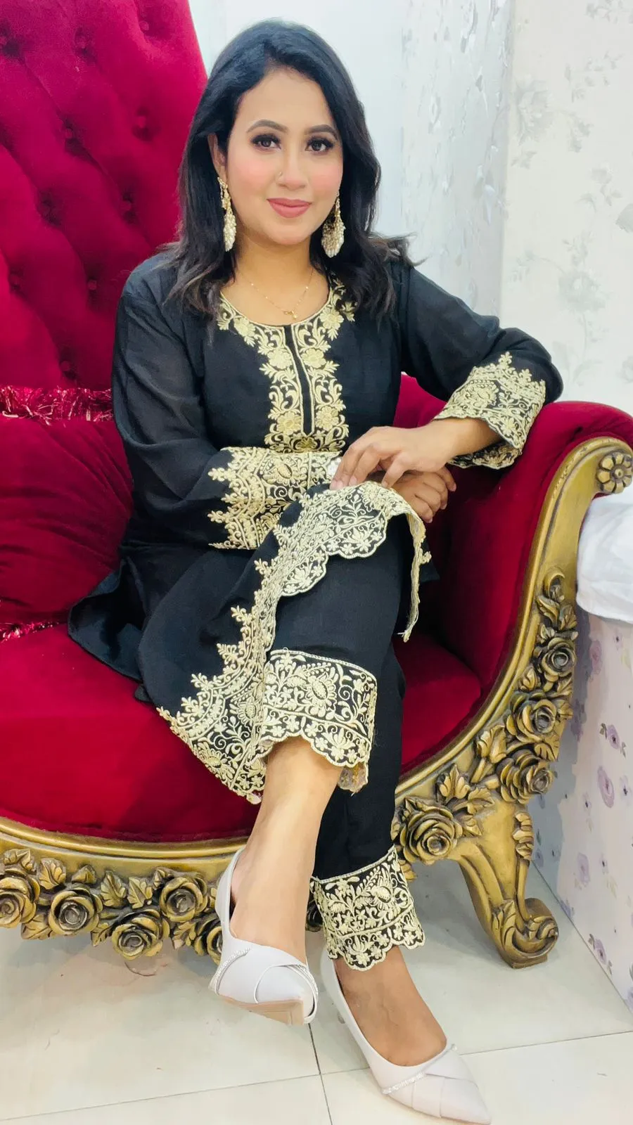 Chinon Georgette Co-ords Set with Embroidery for Women