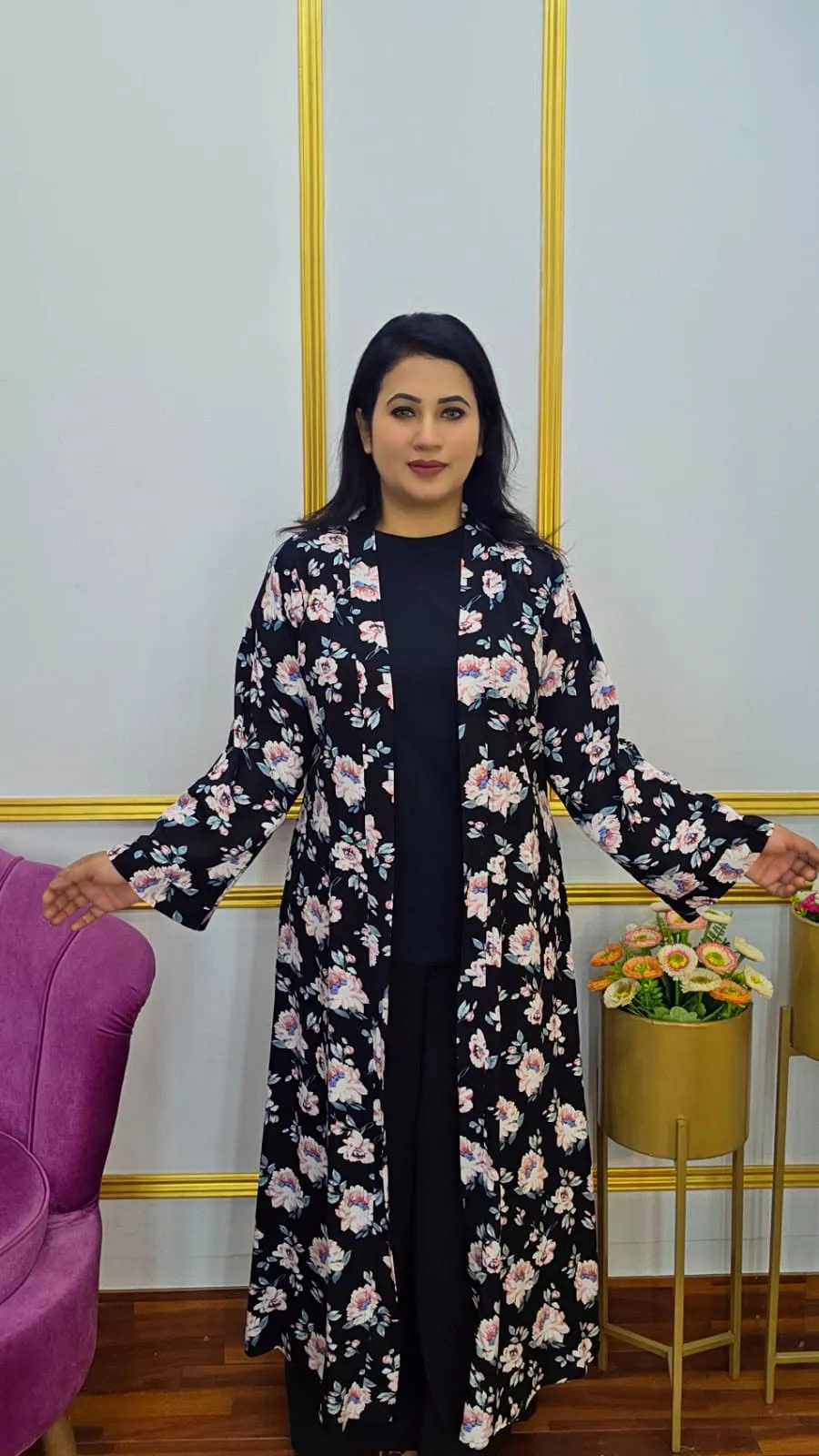 Printed Long Shrug – Impoprted Linen Fabric with Full Sleeve Design