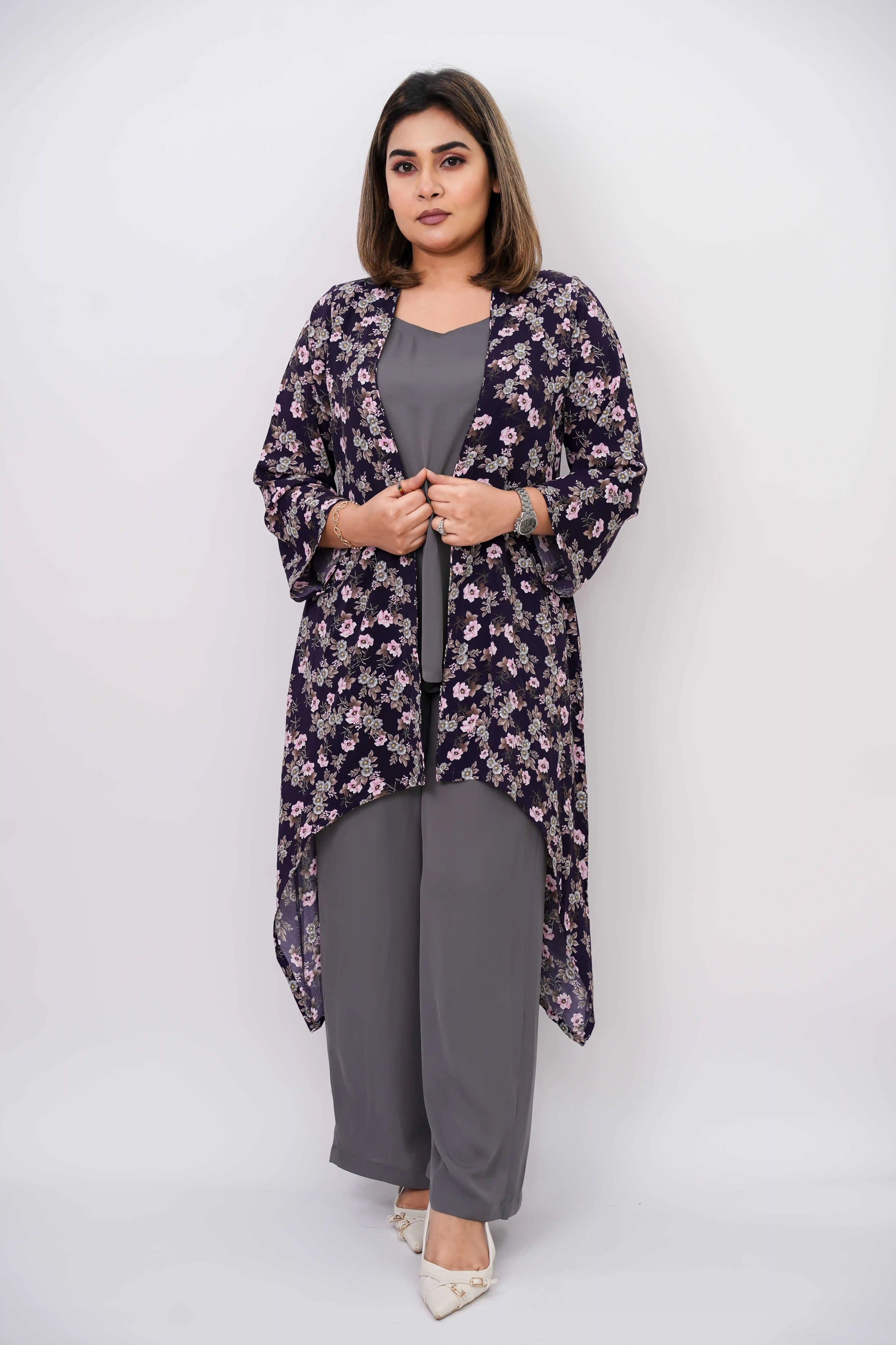 Elegant Shrug with Cherry Co-ords Set
