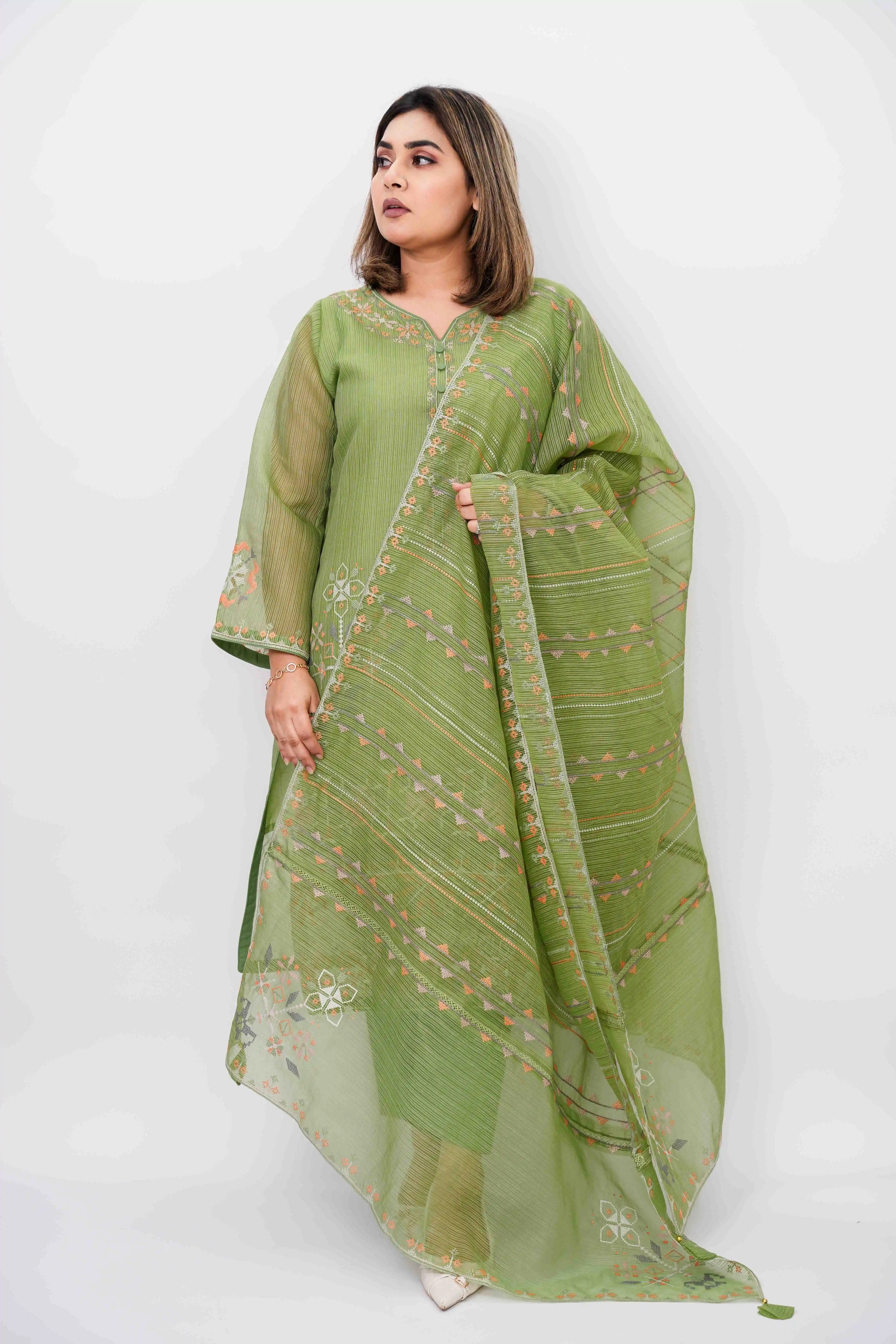 Premium Kota Muslin Unstitched Three Piece