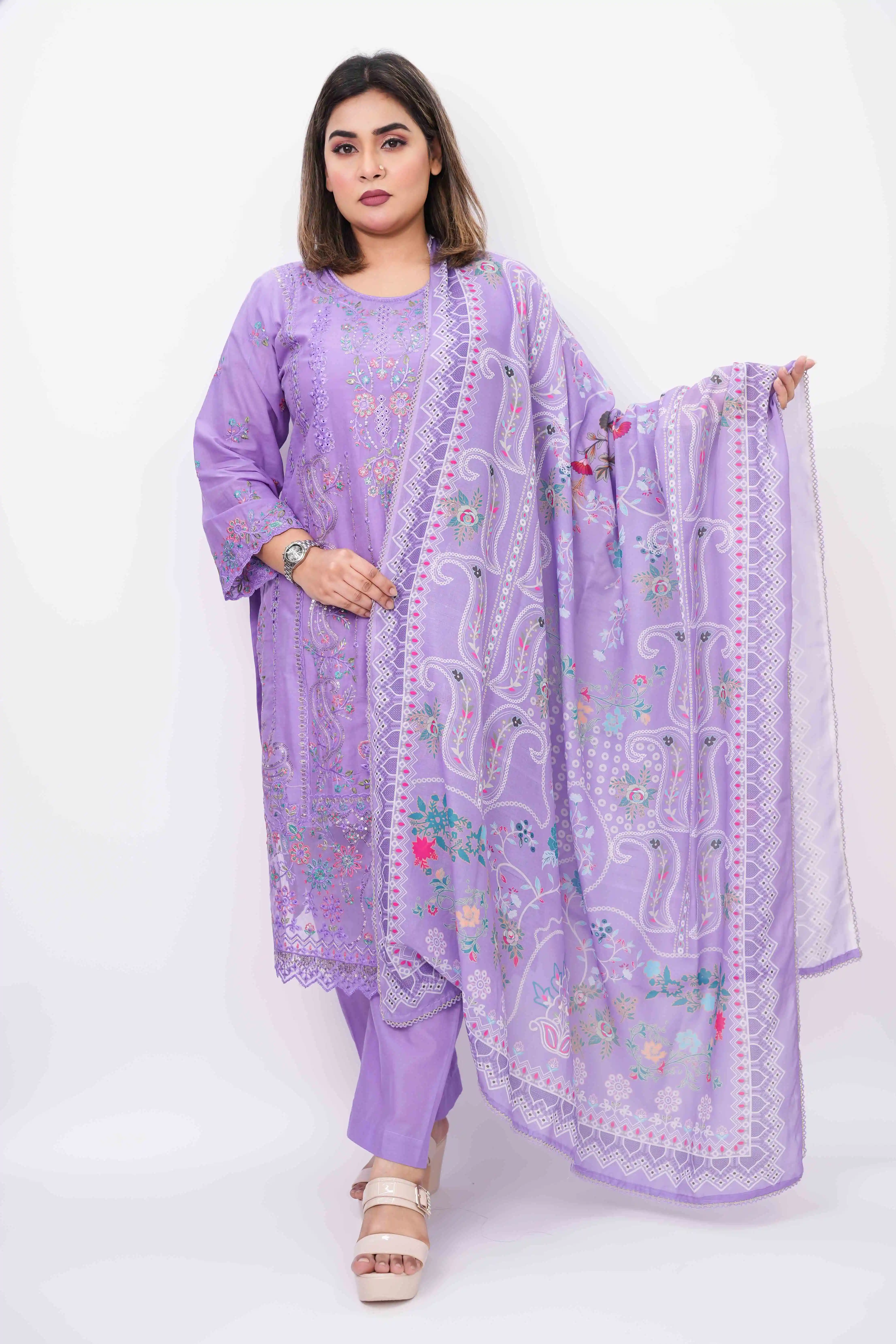 Premium Cotton Ready Three-Piece for Women