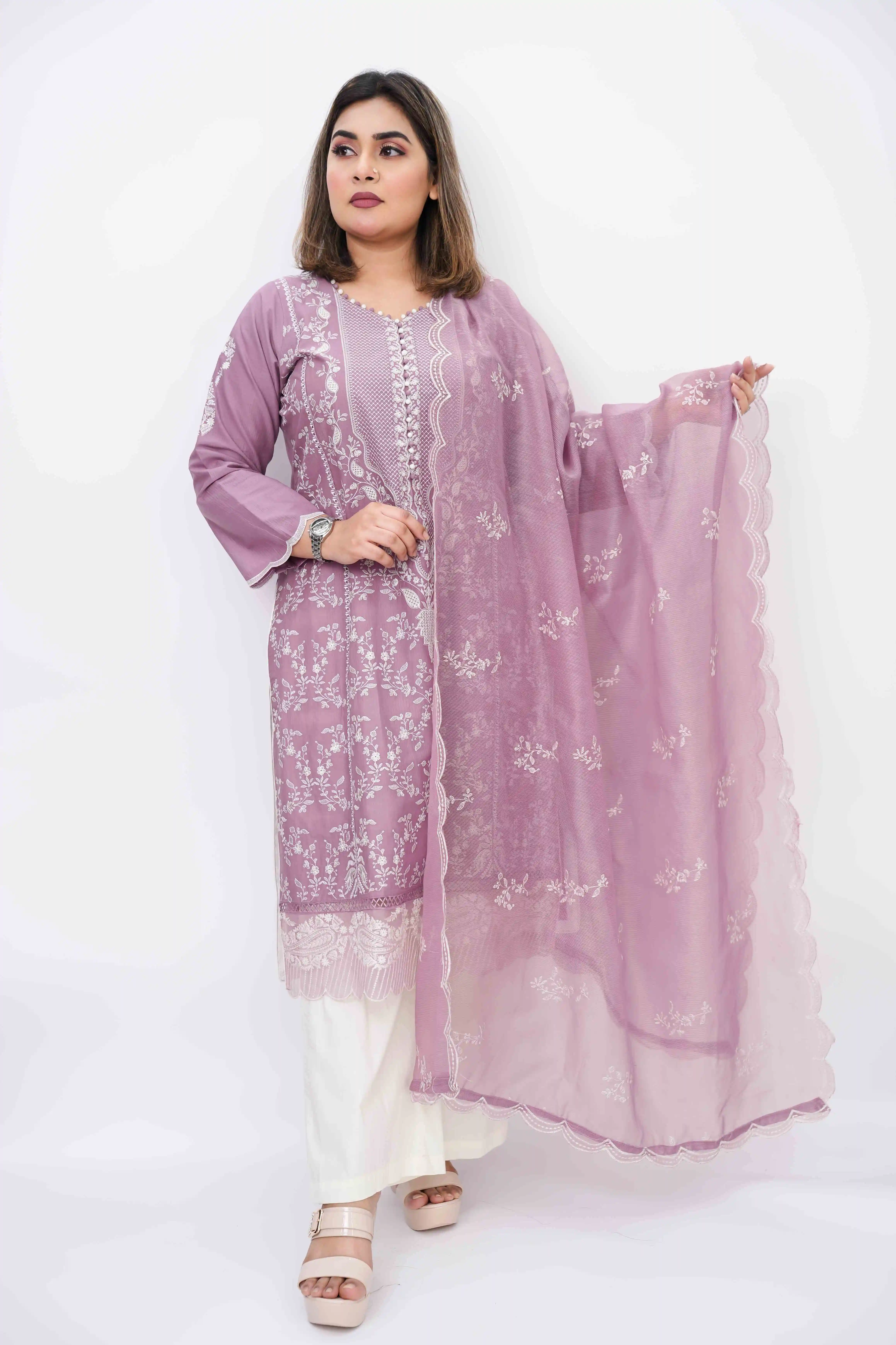 Elegant Premium Cotton Unstitched Three-Piece