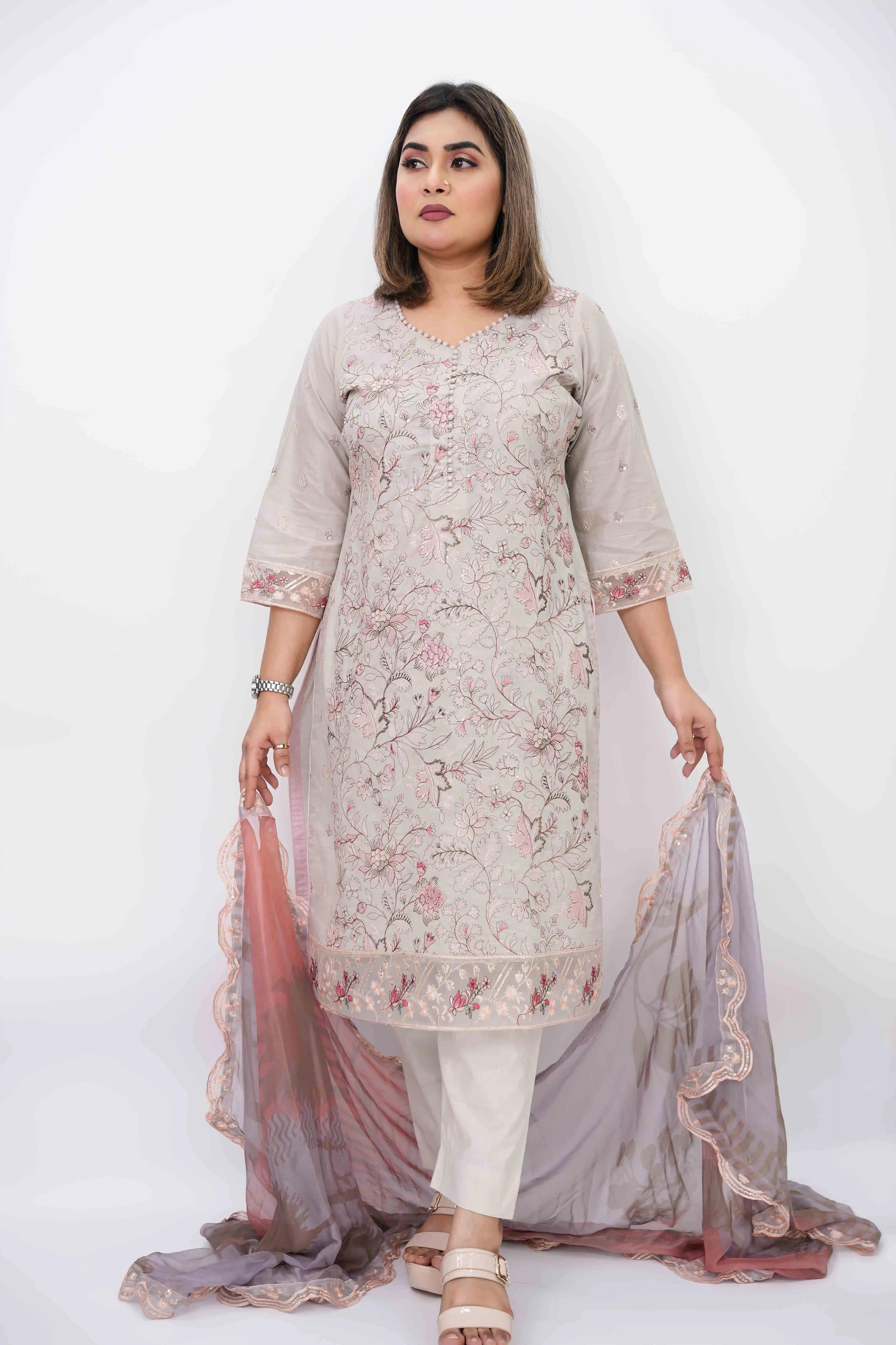 Elegant Premium Cotton Unstitched Three-Piece