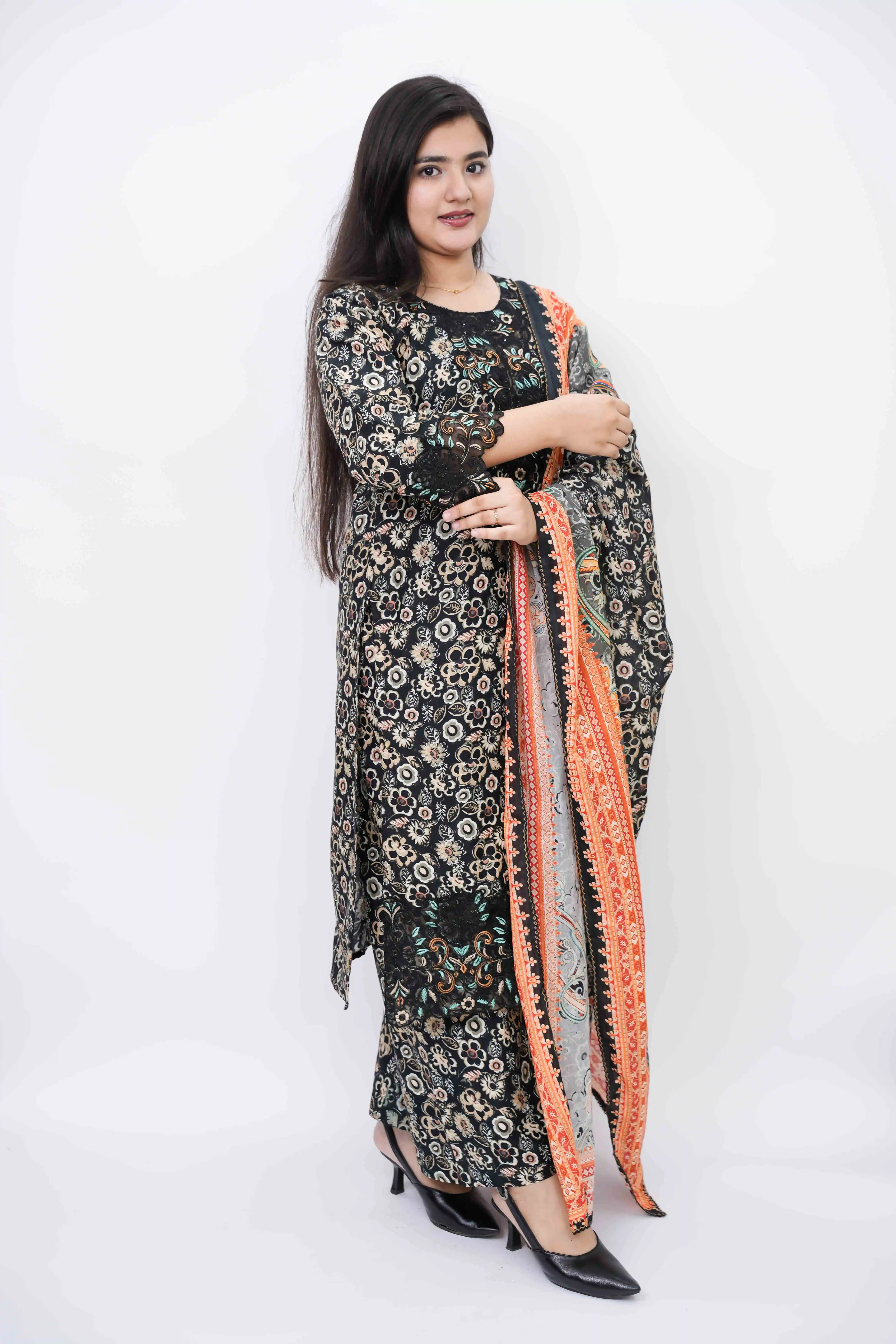 Premium Cotton Ready Three-Piece with Embroidery