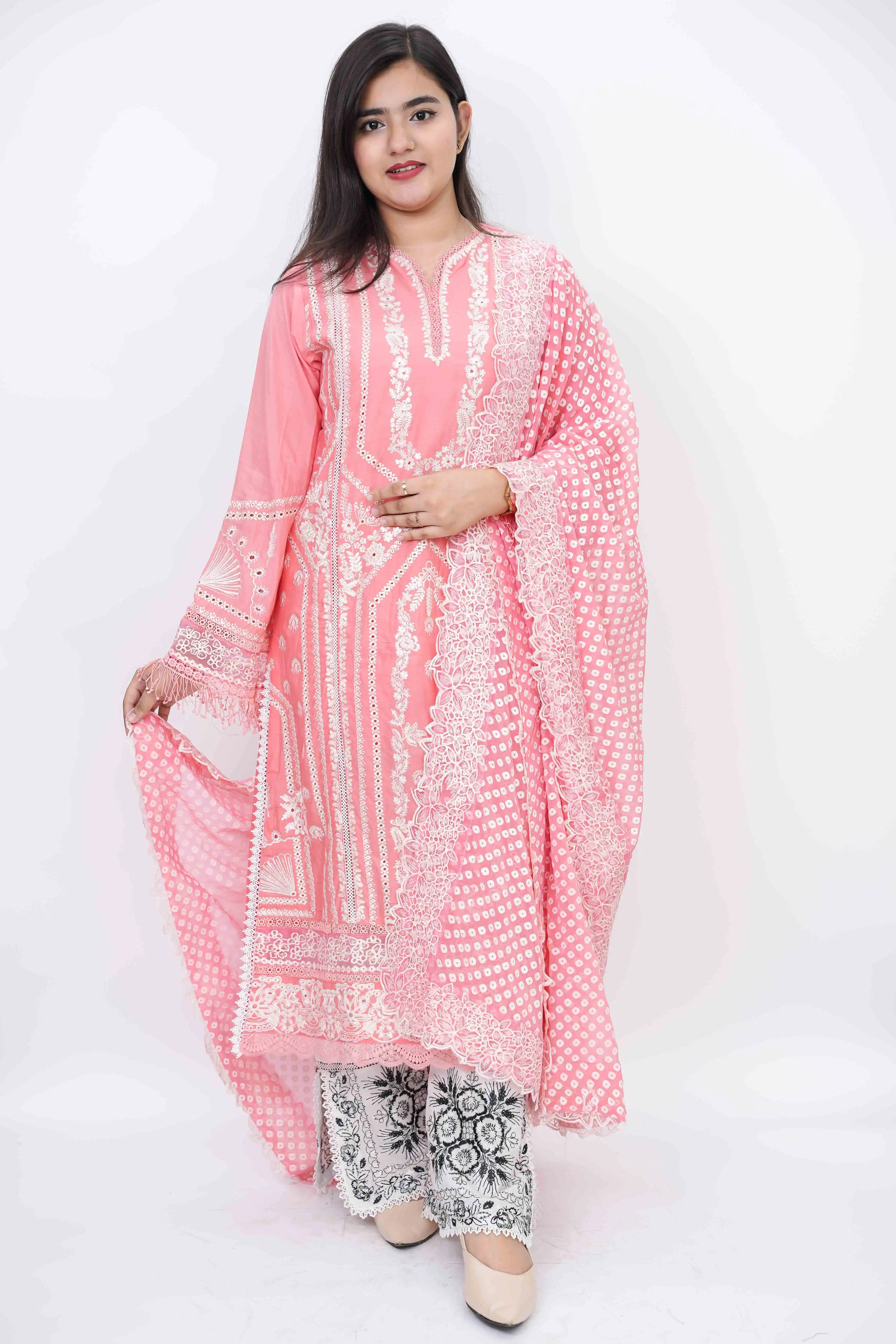 Premium Cotton Ready Three-Piece with Embroidery