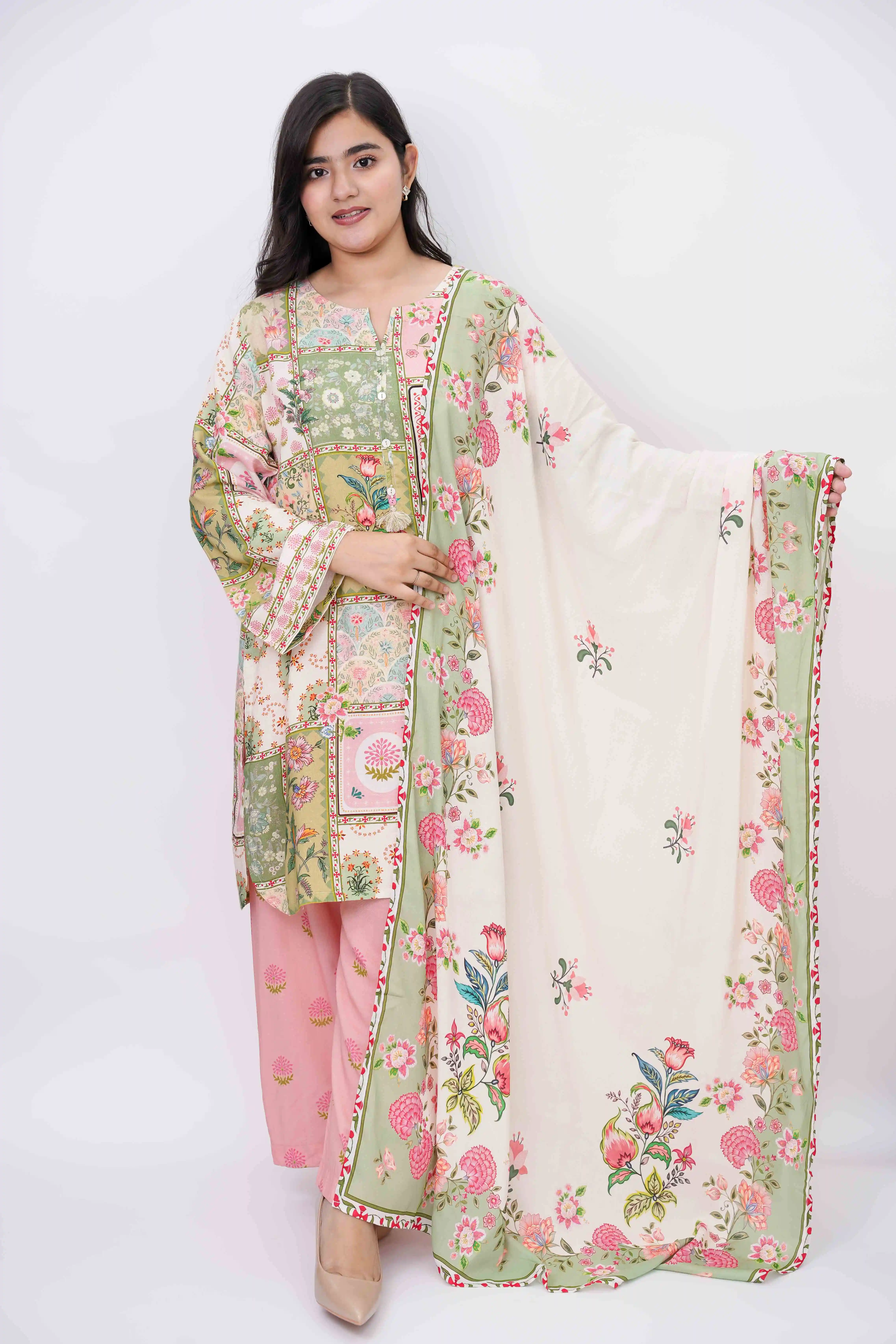 Original Pakistani Linen Cotton Ready Three-Piece