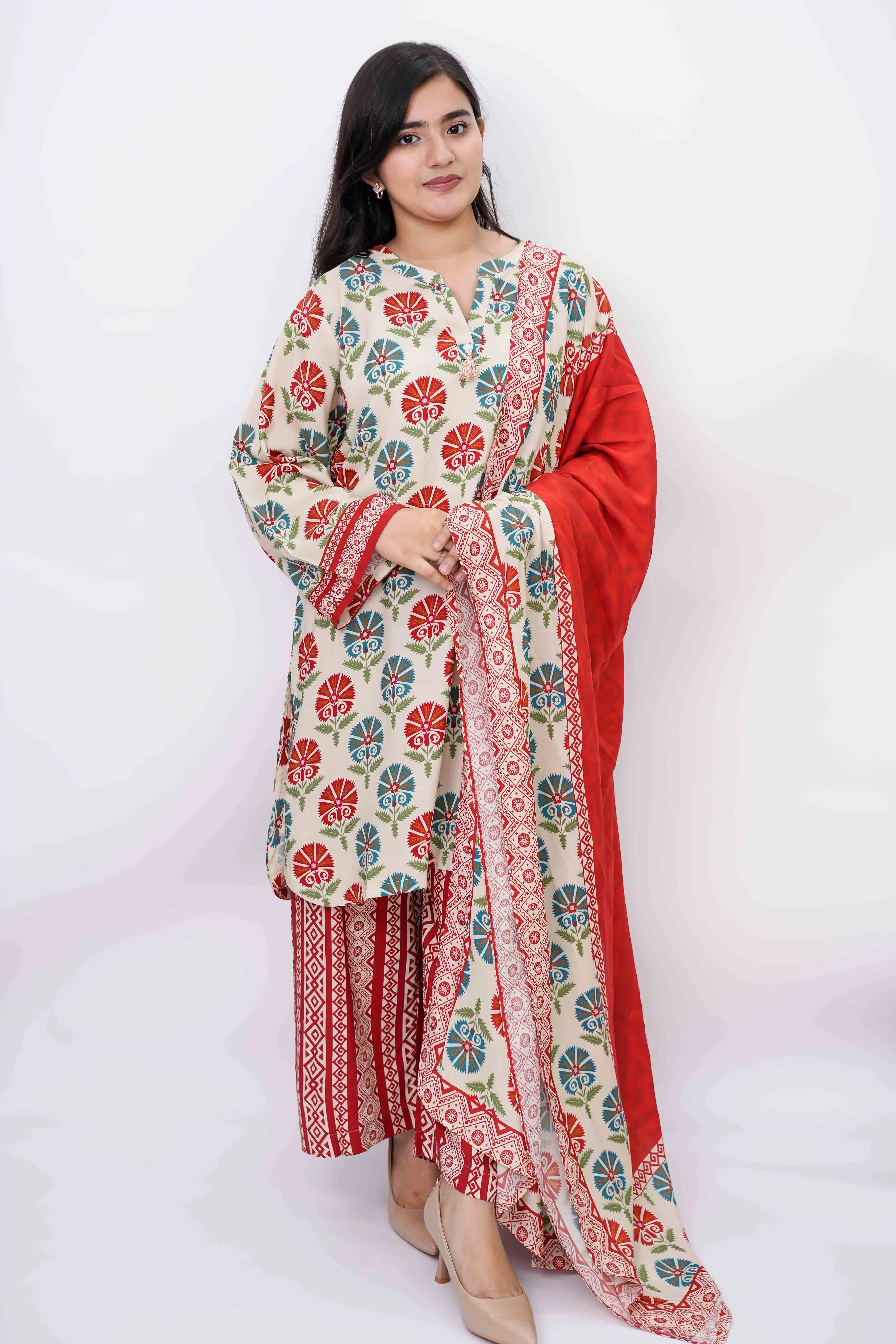 Sadabahar Premium Linen Cotton Three-Piece