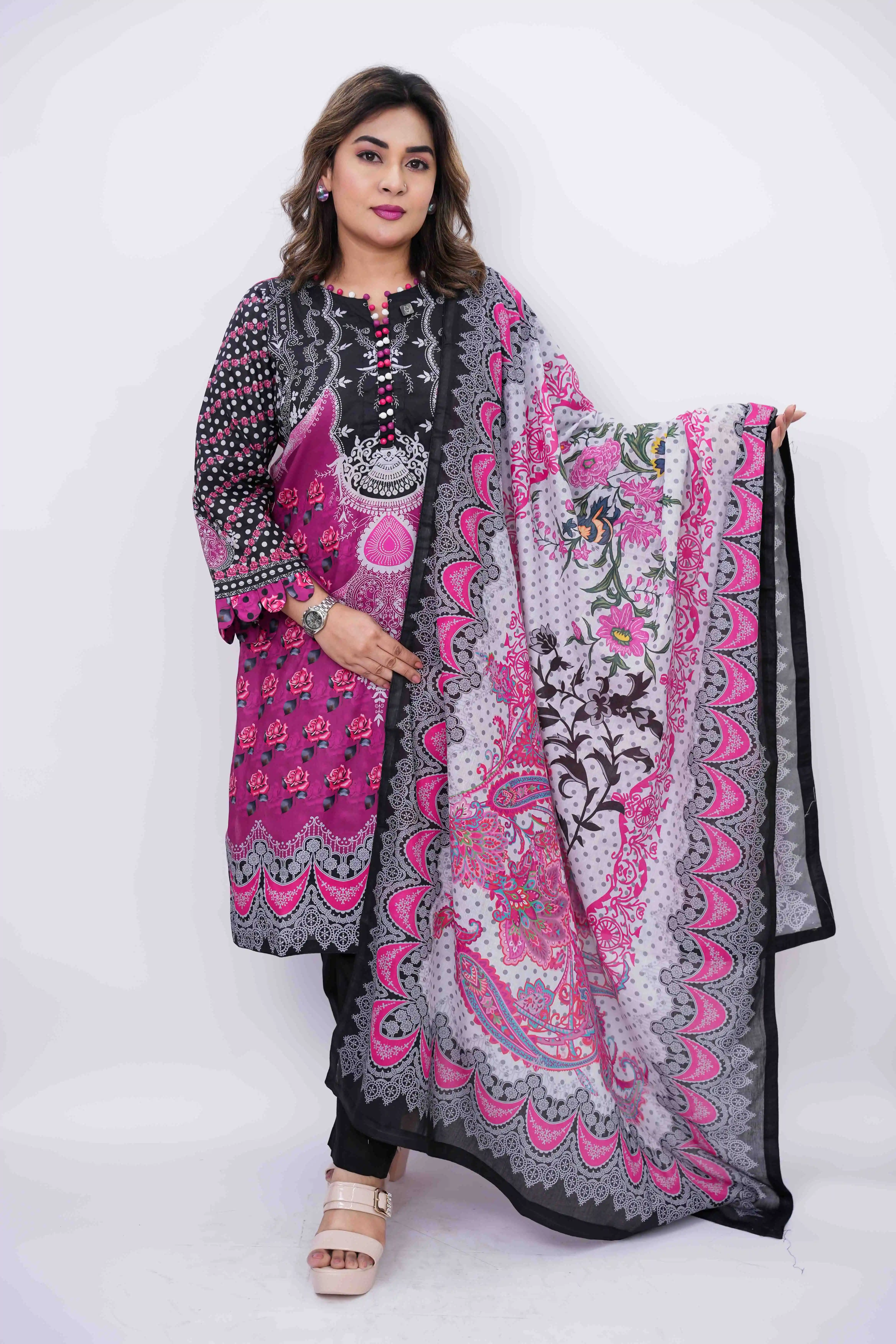 Luxury Pure Cotton Ready Three Piece