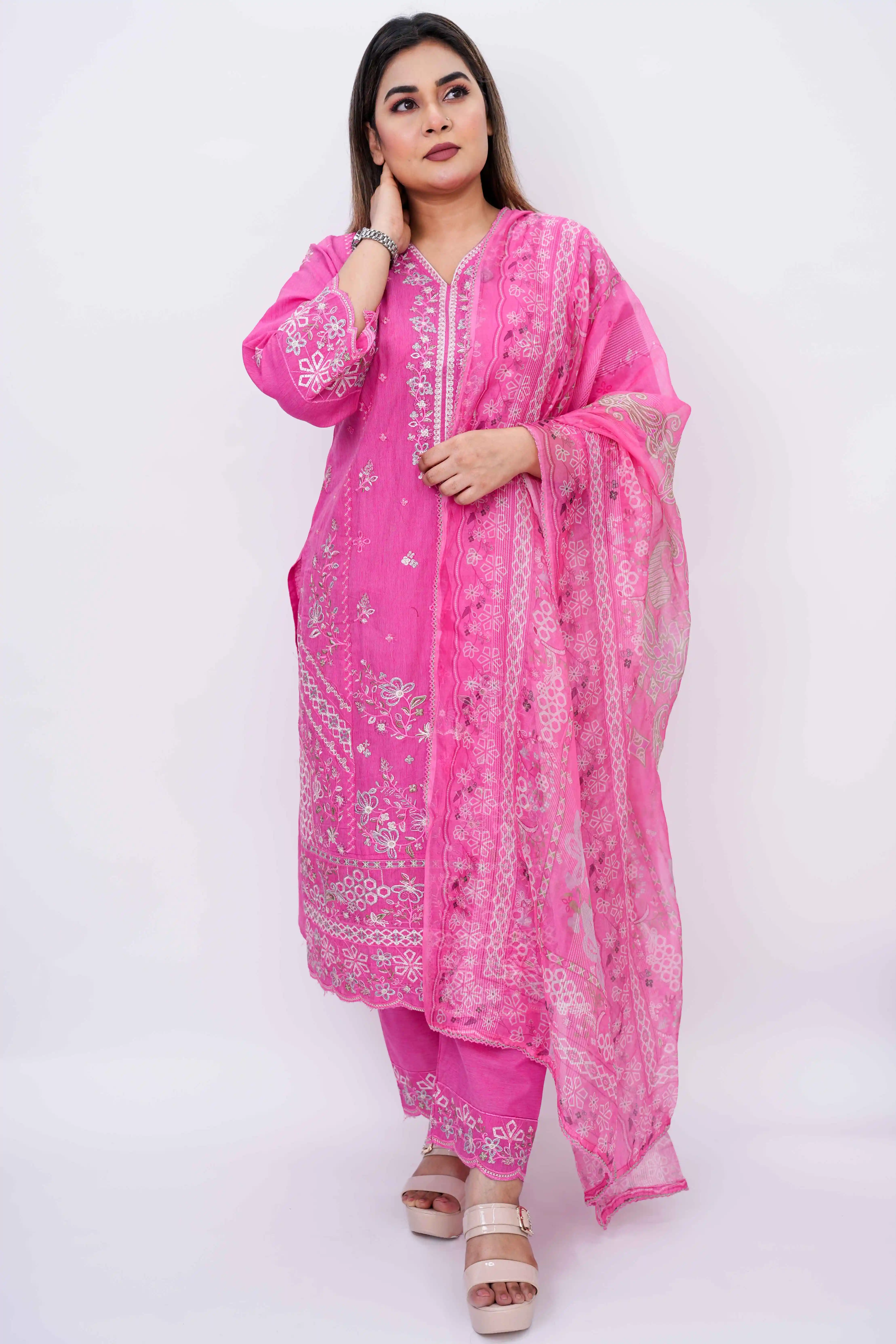 Premium Cotton Ready Three Piece Set for Women