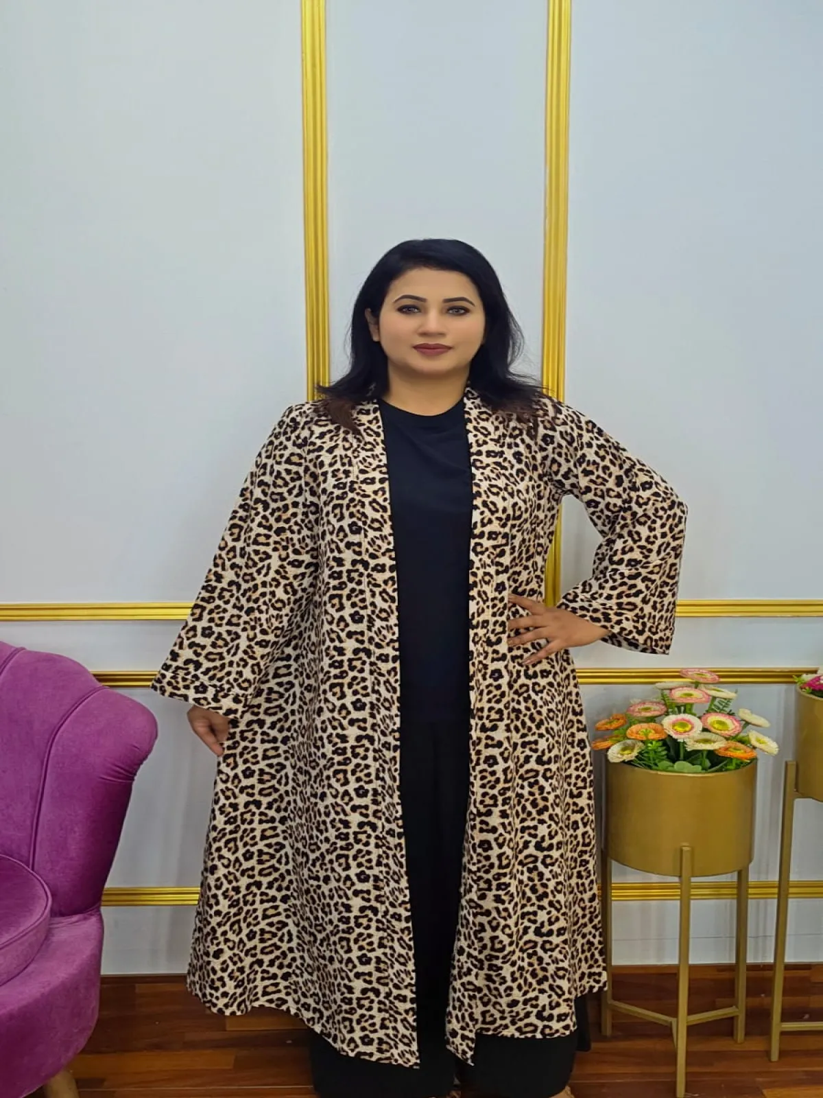 Tiger Print Long Georgette Shrug