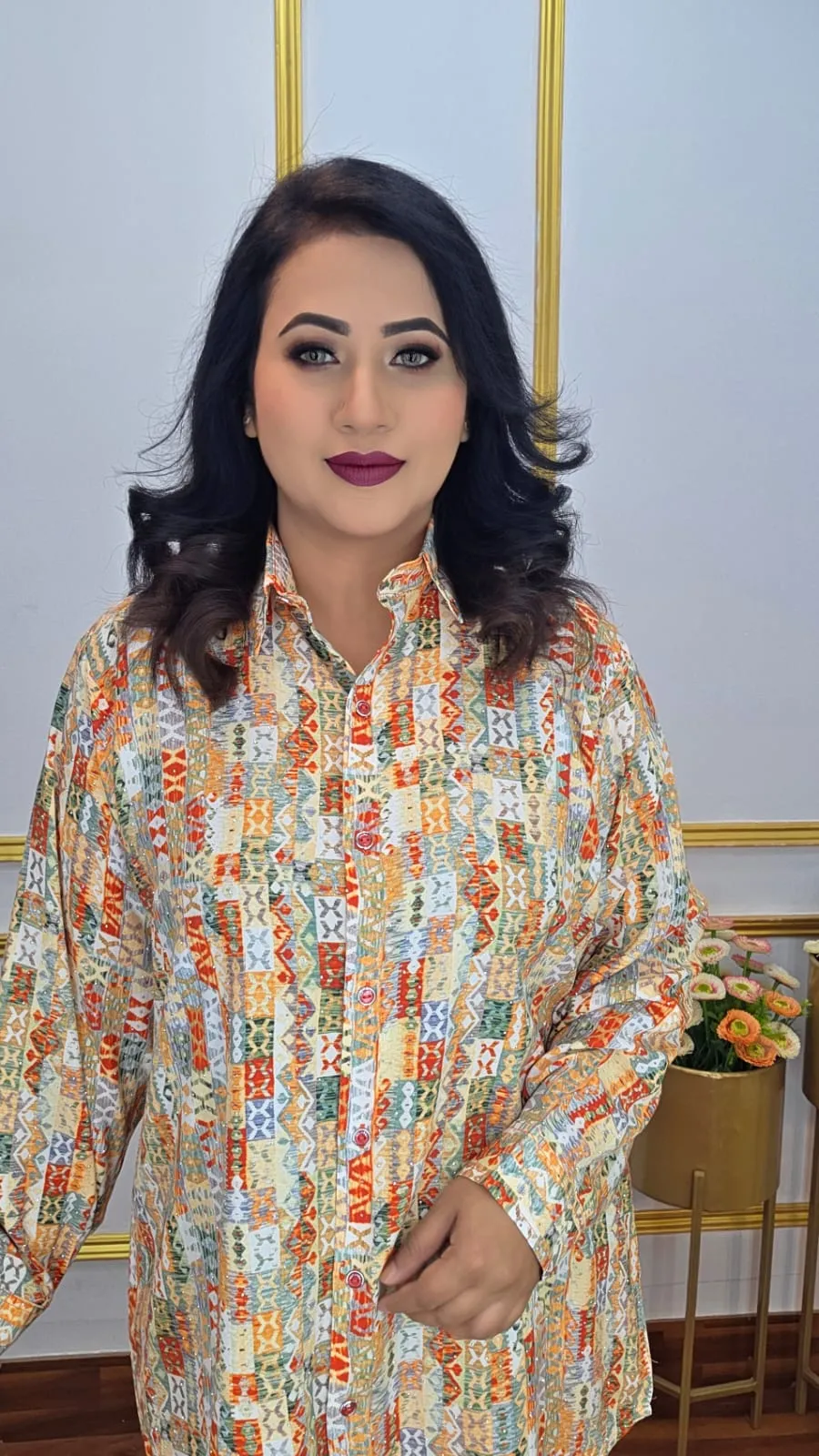 Women’s Co-ords Set Imported Lilen with Shirt Collar Open Button