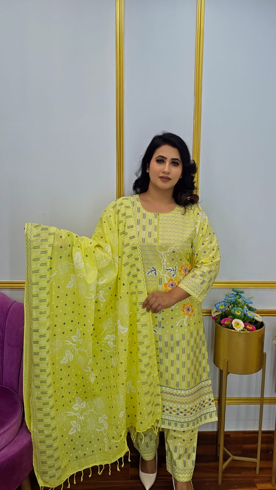 ব্লক প্রিন্ট রেডি থ্রি পিস | Ready Three Piece | | Shopping Zone BD | Style #SB1550L