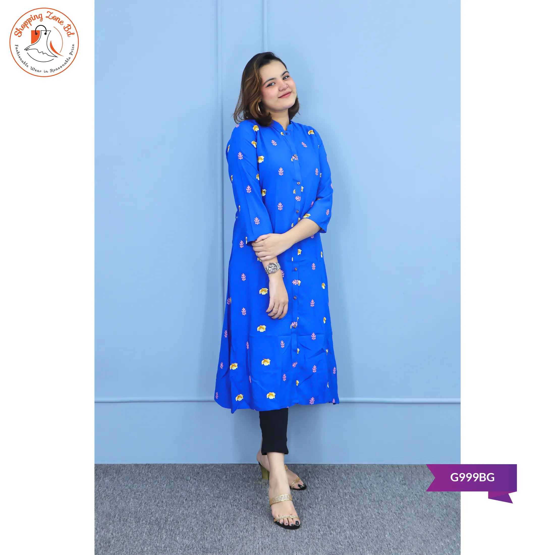 Women’s Kurti | Lilen Fabric with Allover Embroidery