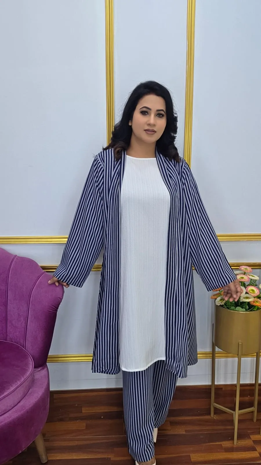 Premium Georgette Co-Ords Set – Triple Part Full Sleeve