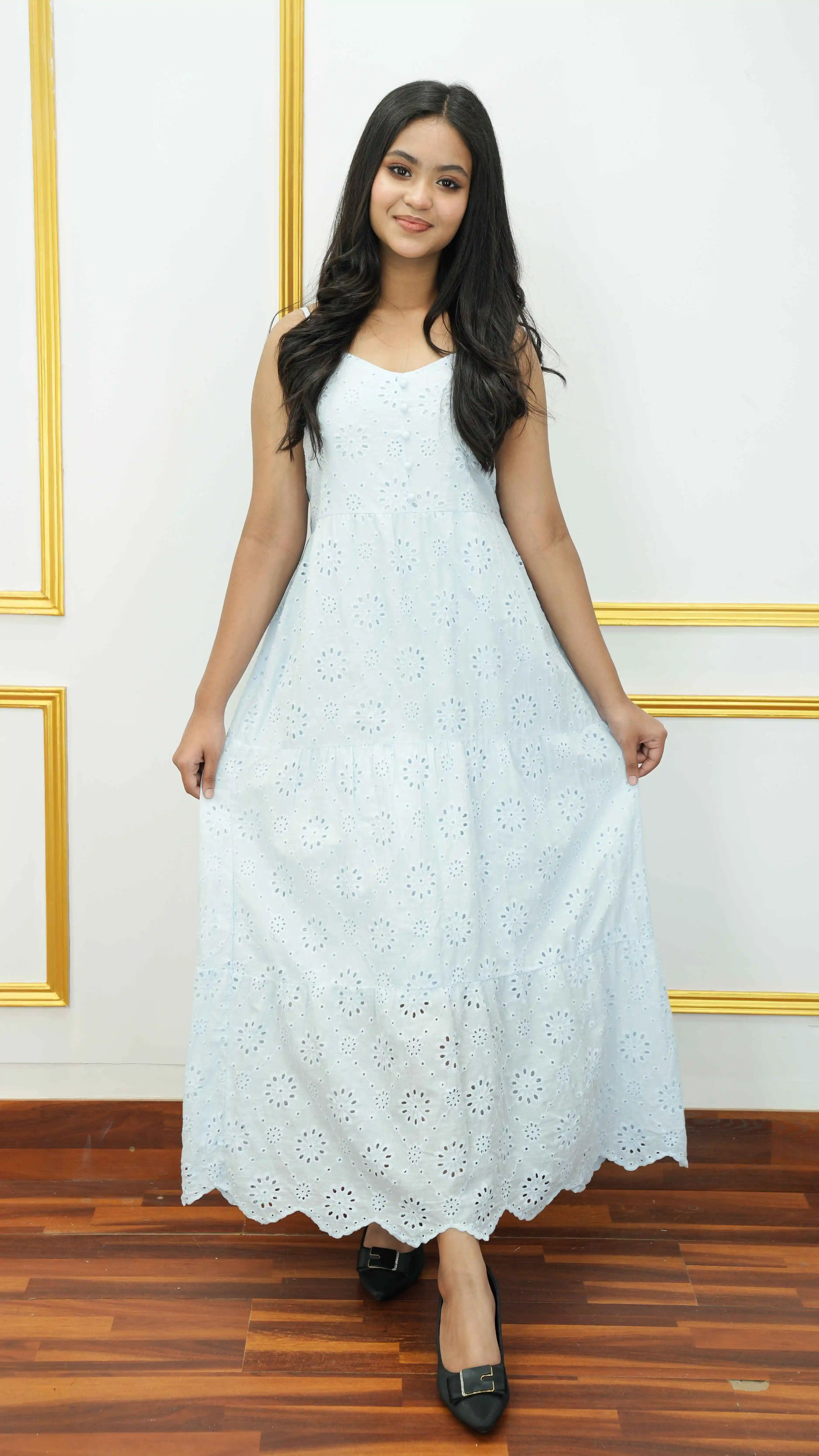 Thai Imported Light Blue Cotton Gown Dress