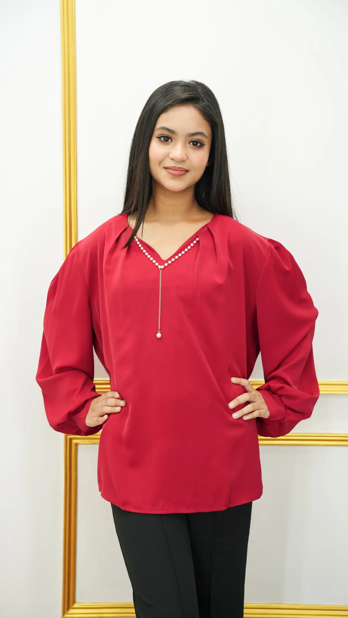 Thai Imported Red Georgette Top Free Size