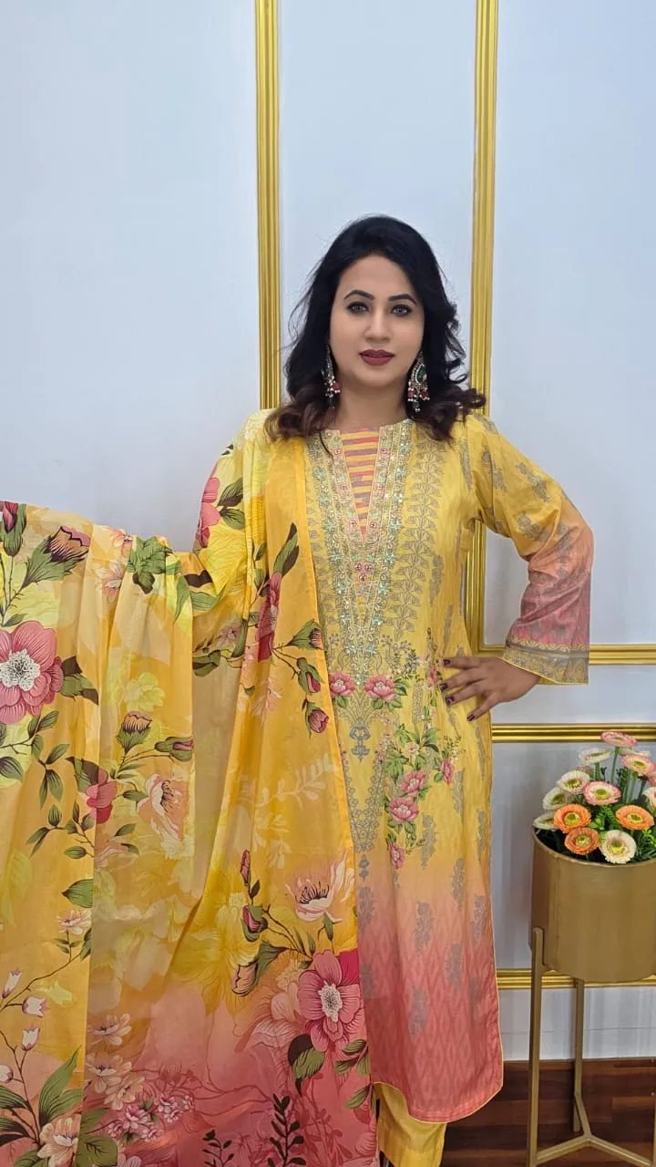 Luxury Cotton Premium Unstitched Three Piece