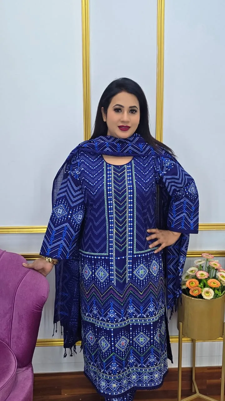 Ready Three Piece Pure Cotton Suit