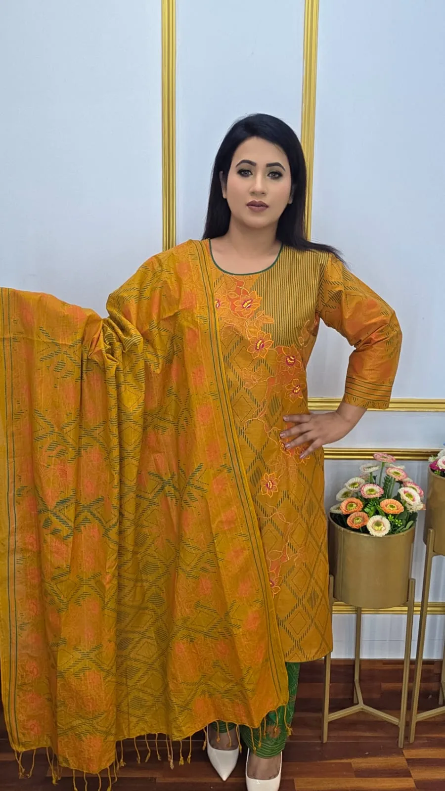 Butiks Ready Three-Piece with Ethnic Embroidery