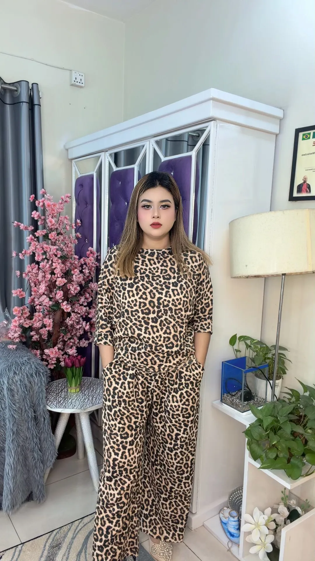Tiger Printed Plus Size Thai Co-ord Set