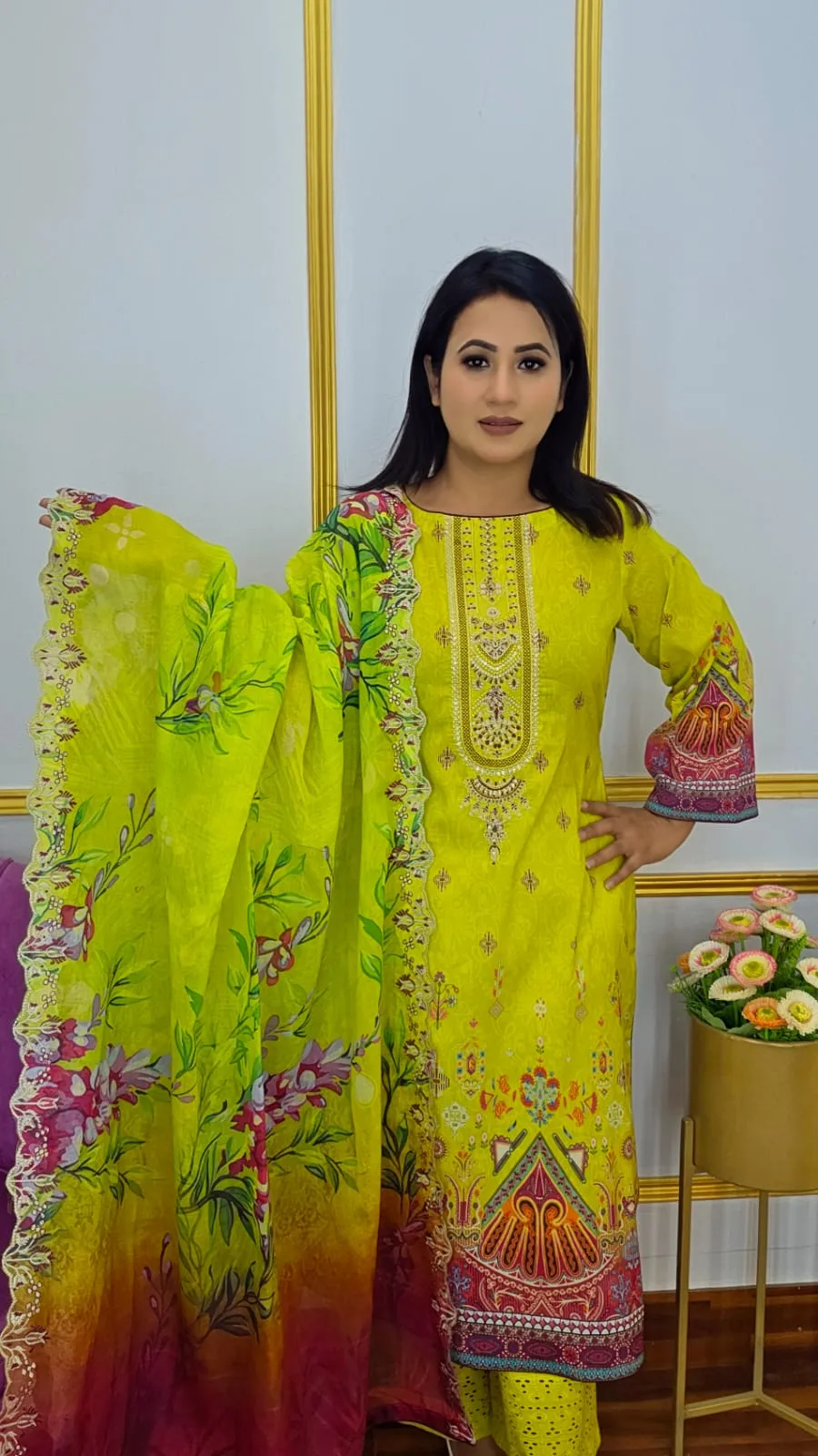 Elegant Cotton Unstitched Three Piece