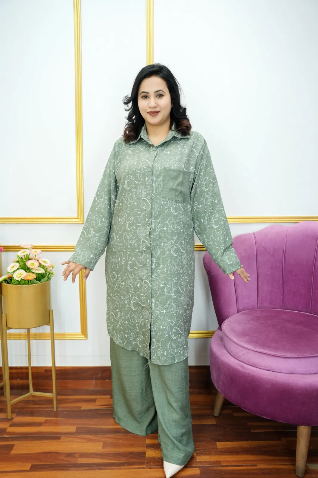 Luxury Imported Thai Co-Ord Set – Full Sleeve Shirt Pant