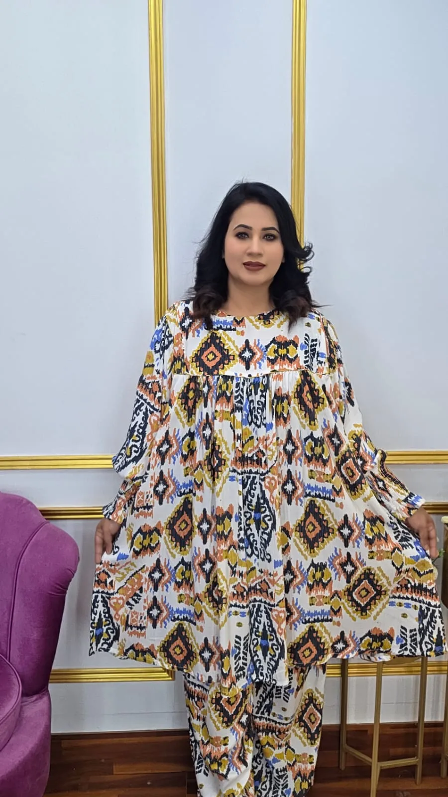 Kaftan Co-ords Set Imported Lilen Cod Piping