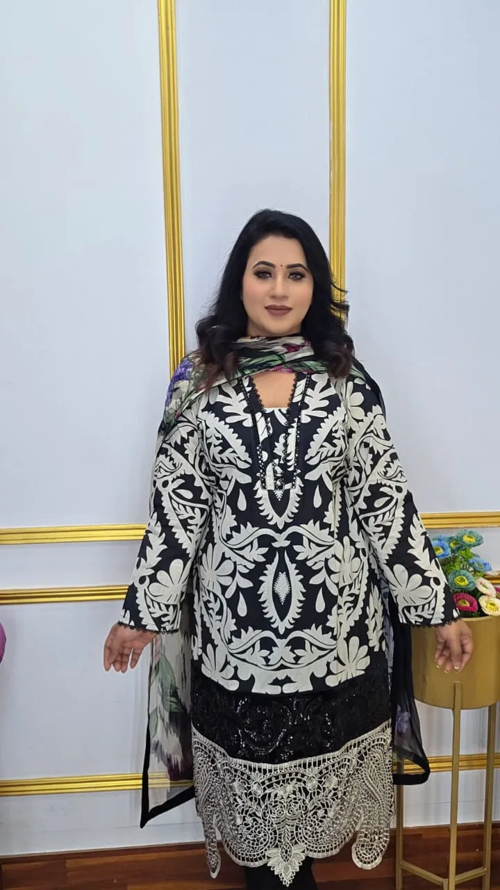 Luxury Cotton Unstitched Three Piece | Shopping Zone BD