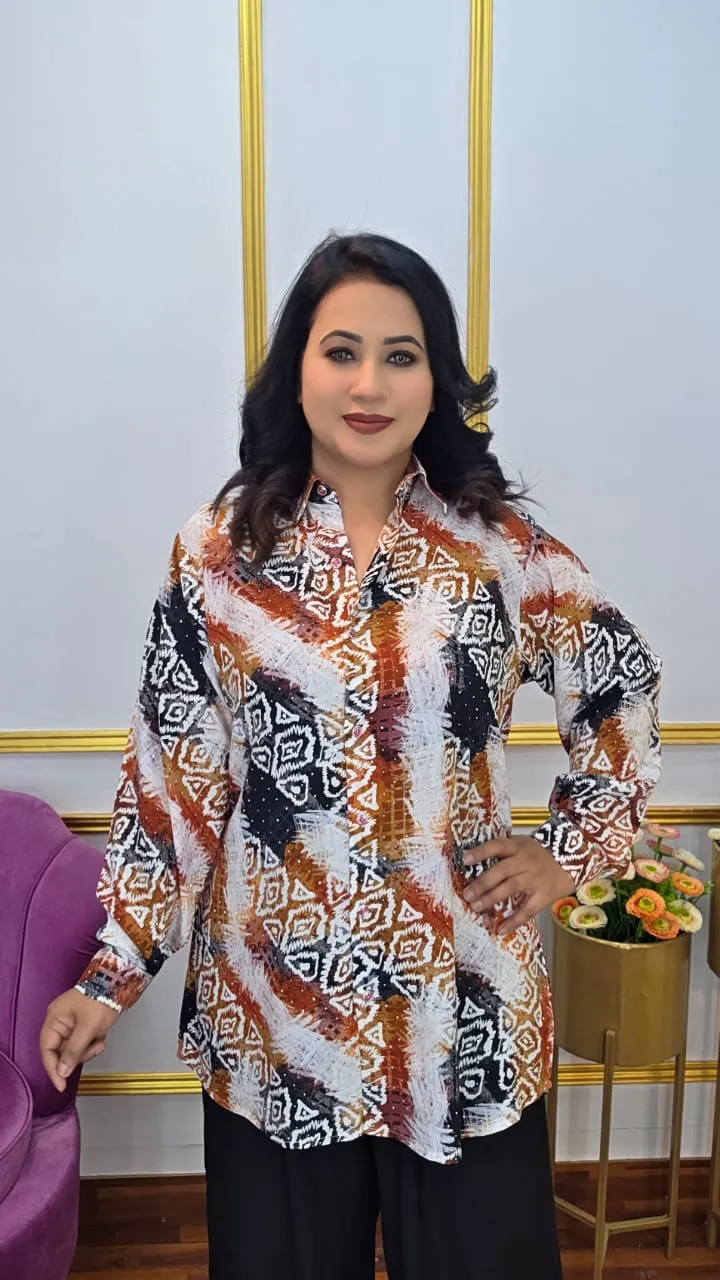 Women’s Co-ords Set Imported Lilen Shirt Collar